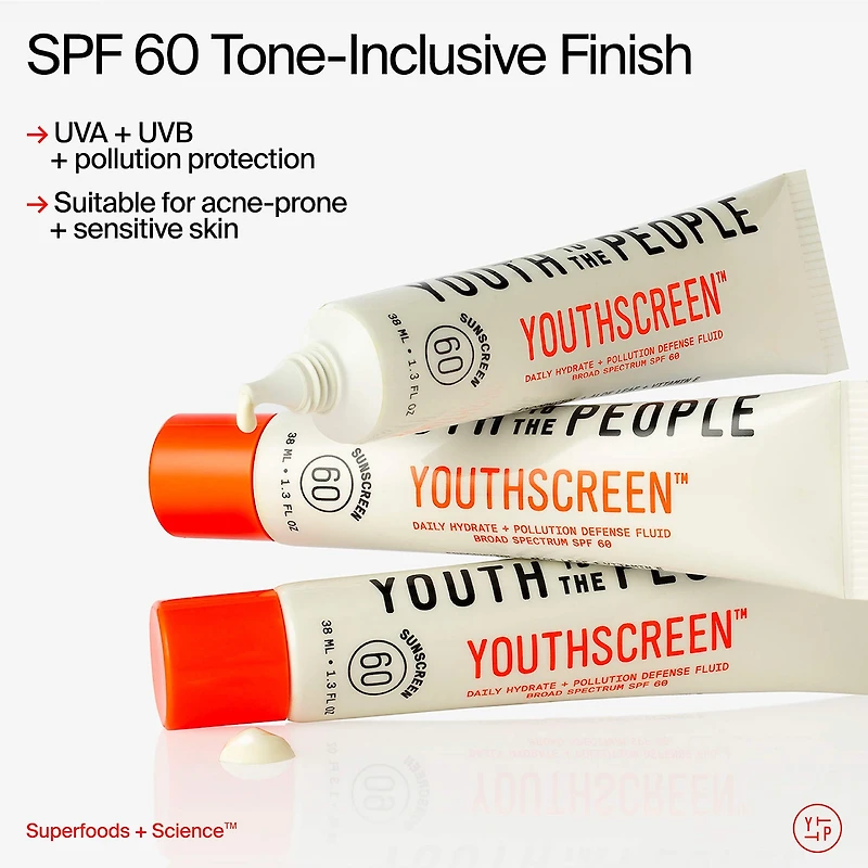 Youthscreen™ Daily Hydration + Pollution Defense Invisible Broad Spectrum Sunscreen SPF 60 
