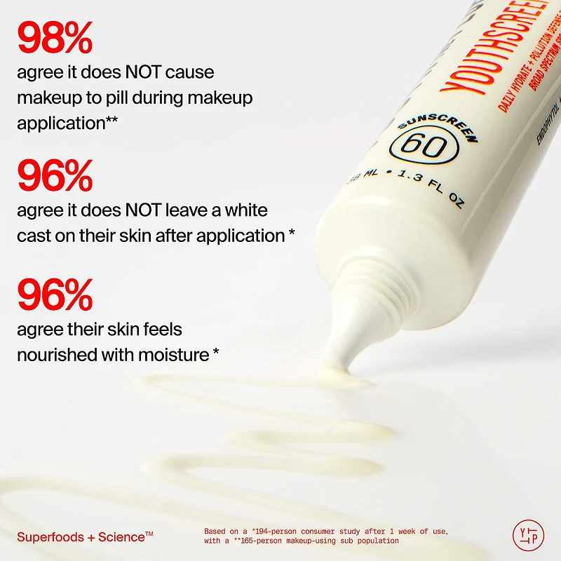 Youthscreen™ Daily Hydration + Pollution Defense Invisible Broad Spectrum Sunscreen SPF 60 