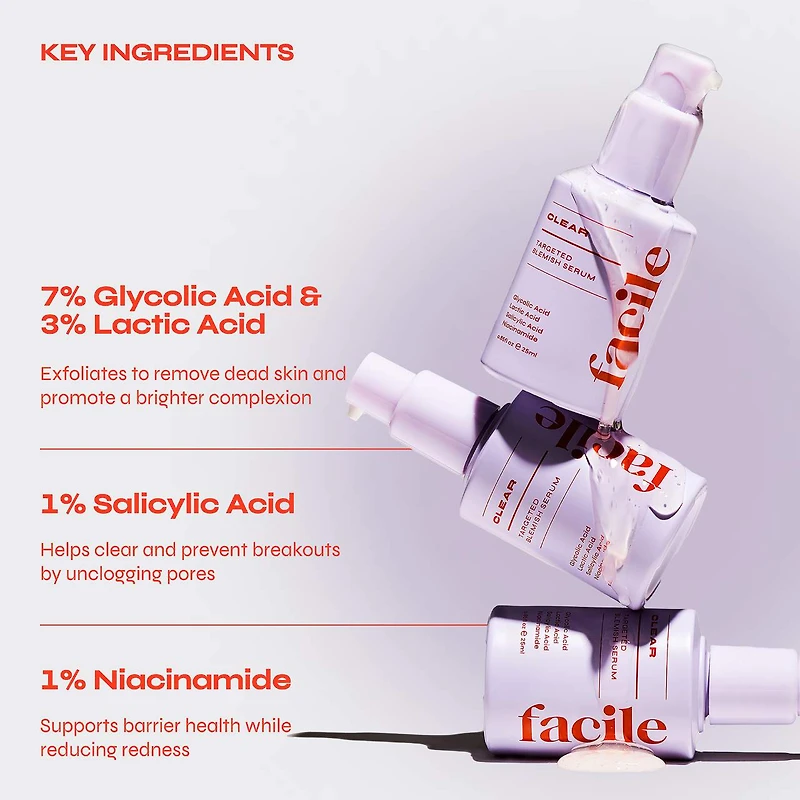 Clear Exfoliating Serum for Blemishes with 10% AHA + BHA Blend