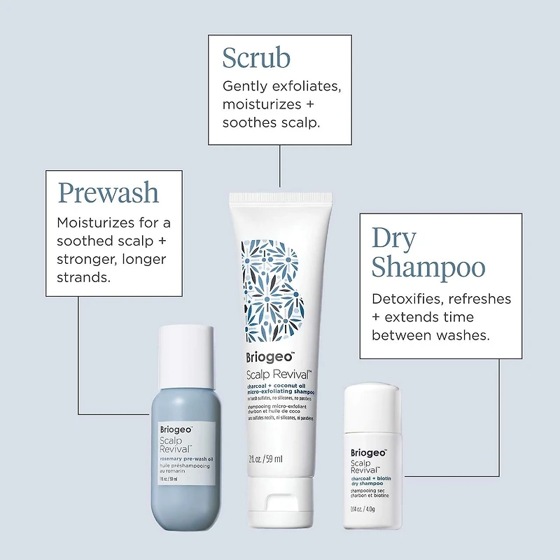 Scalp Revival™ Moisture + Detox + Refresh Minis Kit for Dry, Flaky Scalp