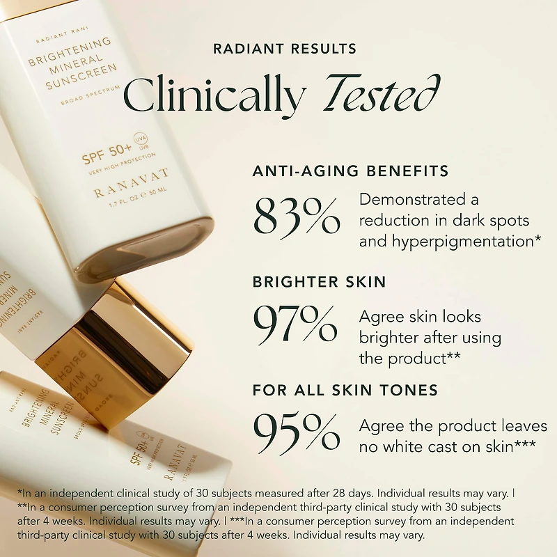 Radiant Rani Daily Brightening Mineral Sunscreen, SPF 50+ with Saffron
