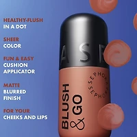 Fard à joues liquide mat Blush & Go longue tenue pour les lèvres et