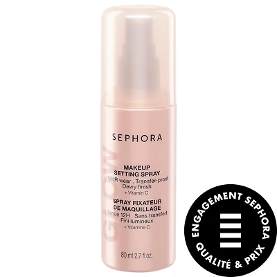 Fixateur pour maquillage en vaporisateur anti-transfert Glow 12 HR Wear avec vitamine C