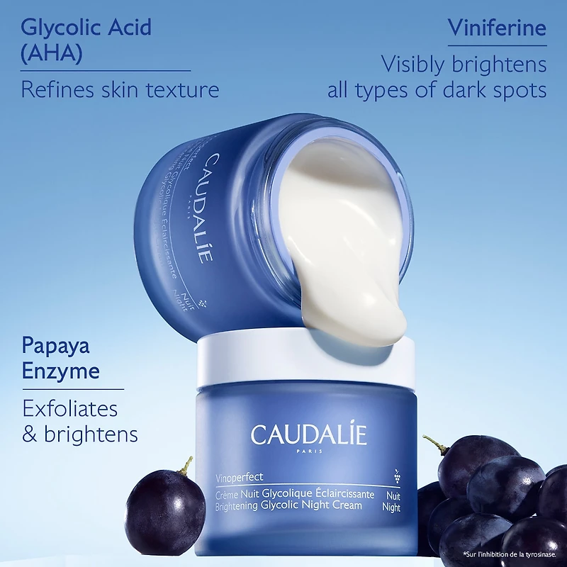 Crème de nuit éclat à l’acide glycolique Vinoperfect rechargeable