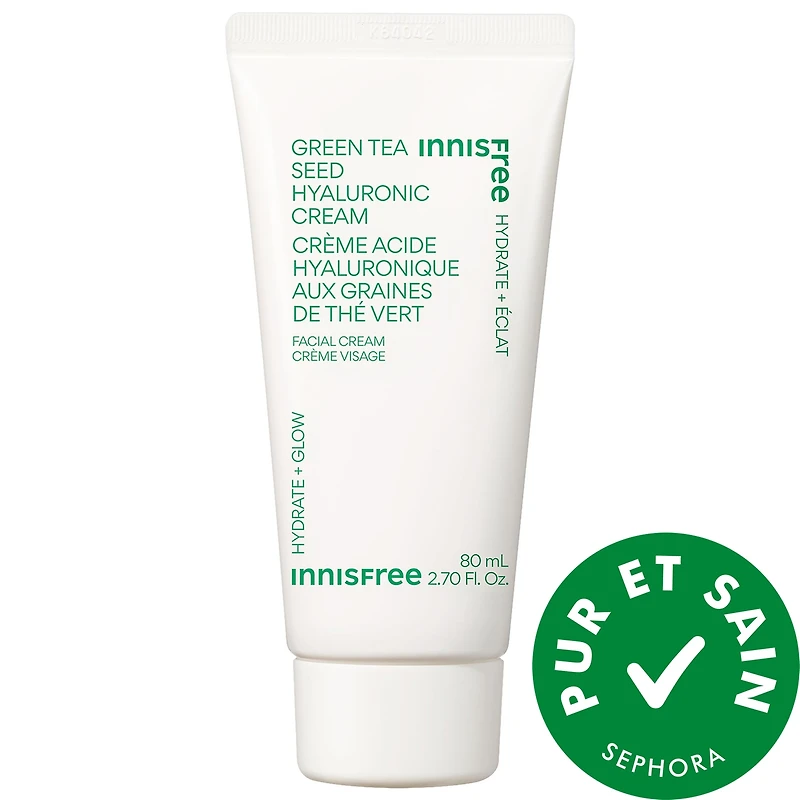 Crème hydratante à l’acide hyaluronique aux graines de thé vert