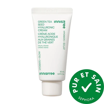 Crème hydratante à l’acide hyaluronique aux graines de thé vert