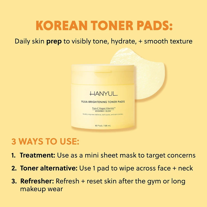 Yuja Brightening Toner Pads with Vitamin C and Niacinamide