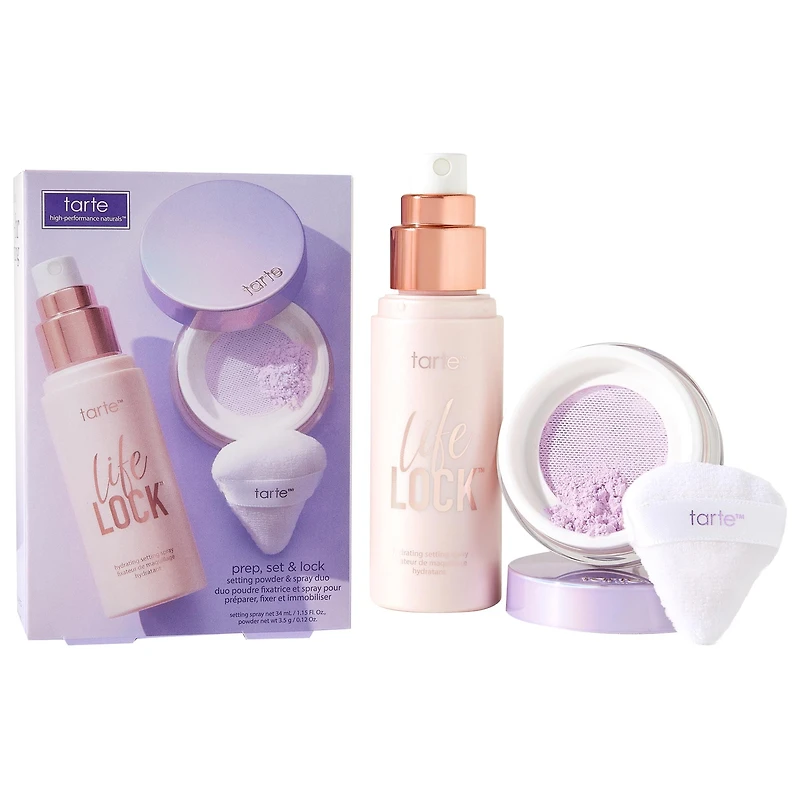 tarte prep, set & lock setting powder & spray duo lavender 1.15 oz / 0.12 oz/34 mL / 3.5 g