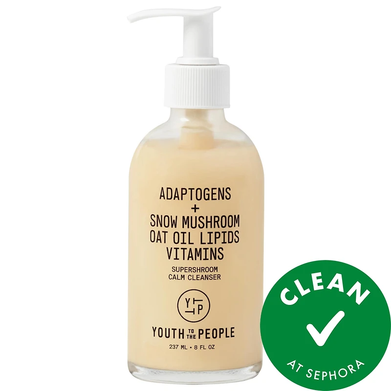 Youth To The People Supershroom Calming Face Cleanser with Peptides for Sensitive & Dry Skin 8 oz/237 ml