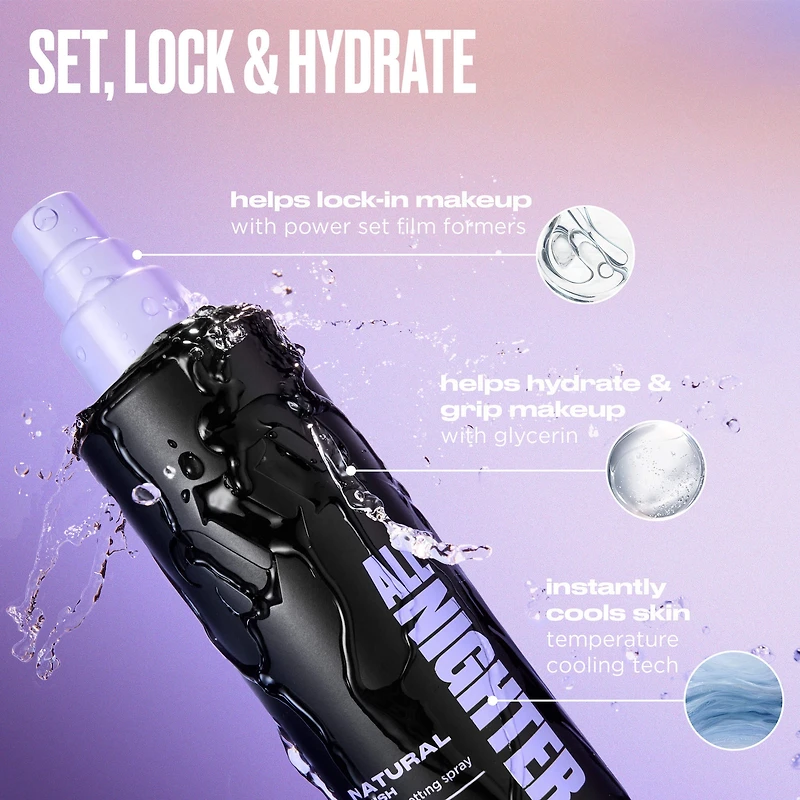 Vaporisateur fixateur de maquillage hydrofuge All Nighter, tenue 24 h