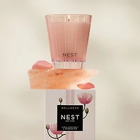 Bougie au sel de l’Himalaya et eau rose