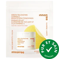 Timbres toniques exfoliant et illuminant avec enzymes de thé vert vitamine C