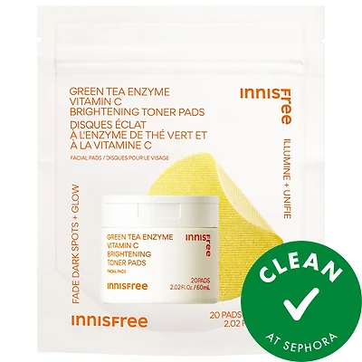 Green Tea Enzyme Vitamin C Brightening + Exfoliating Toner Pads