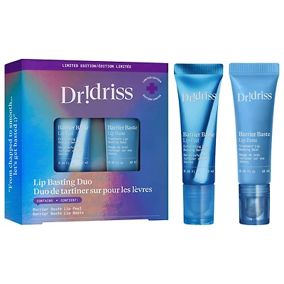 Dr. Idriss Barrier Baste Lip Basting Duo Exfoliating AHA Lip Treatment + Moisturizing Lip Balm Skincare Gift Set 0.34 fl oz x 2/10 ml x 2