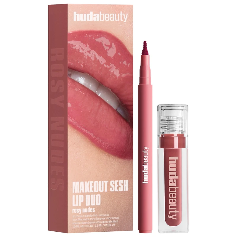 HUDA BEAUTY Make Out Sesh Lip Duos Rosy bombshell