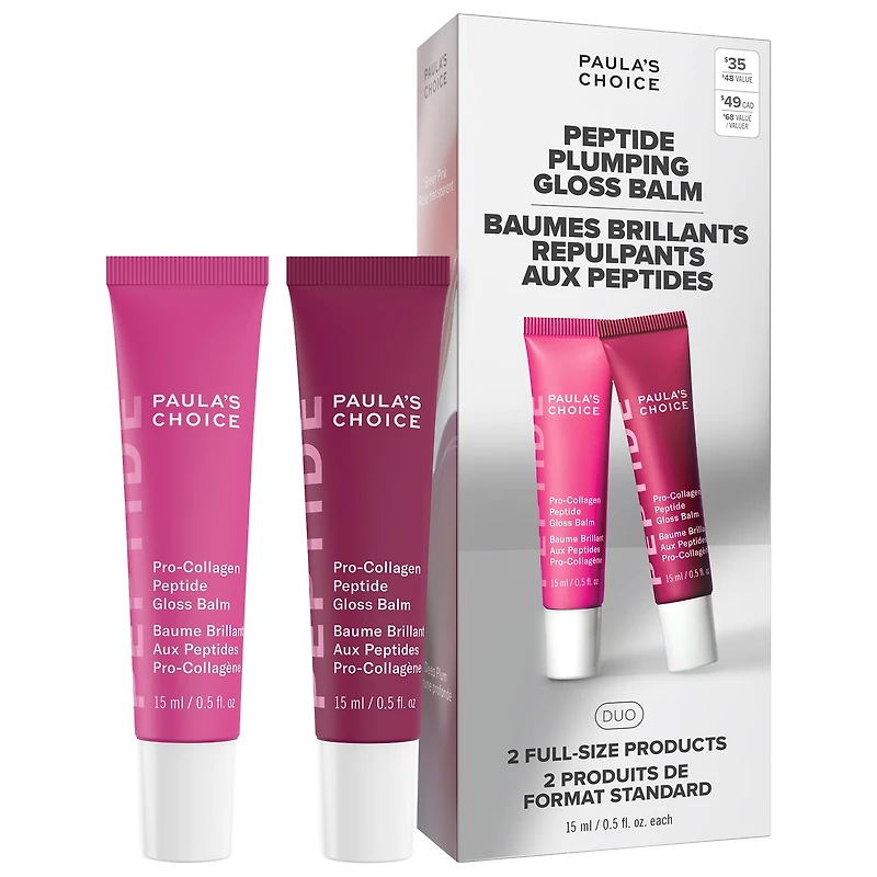 Paula's Choice Peptide Plumping Gloss Balm Duo Gift Set for Hydrated, Fuller Lips 0.5/15