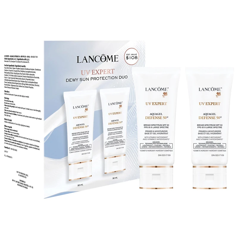 Duo base et hydratant FPS 50, écran solaire UV Expert Aquagel Defense