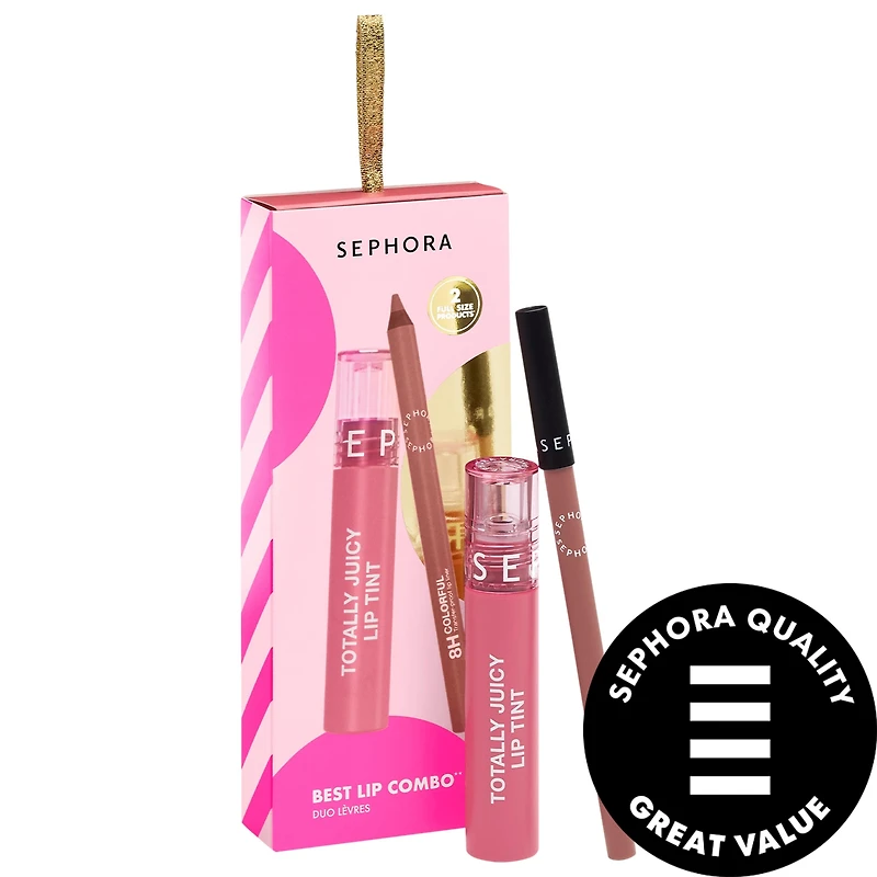 SEPHORA COLLECTION Best Lip Combo Duo Gift Set: Totally Juicy Lip Tint & Lip Liner Light Nude 0.18 oz/5.5 ml