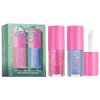 Too Faced Kissing Jelly Twice Upon A Time Lip Oil Gloss Duo Makeup Gift Set 0.3/9 mL