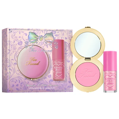 Too Faced Dream A Little Dream Makeup Gift Set: Cloud Crush Blush & Kissing Jelly Lip Oil 0.32 oz