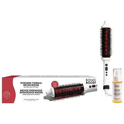 BondiBoost Infrared Heated Long Barrel Round Brush and Rapid Repair Bond Builder+ Hair Oil Gift Set