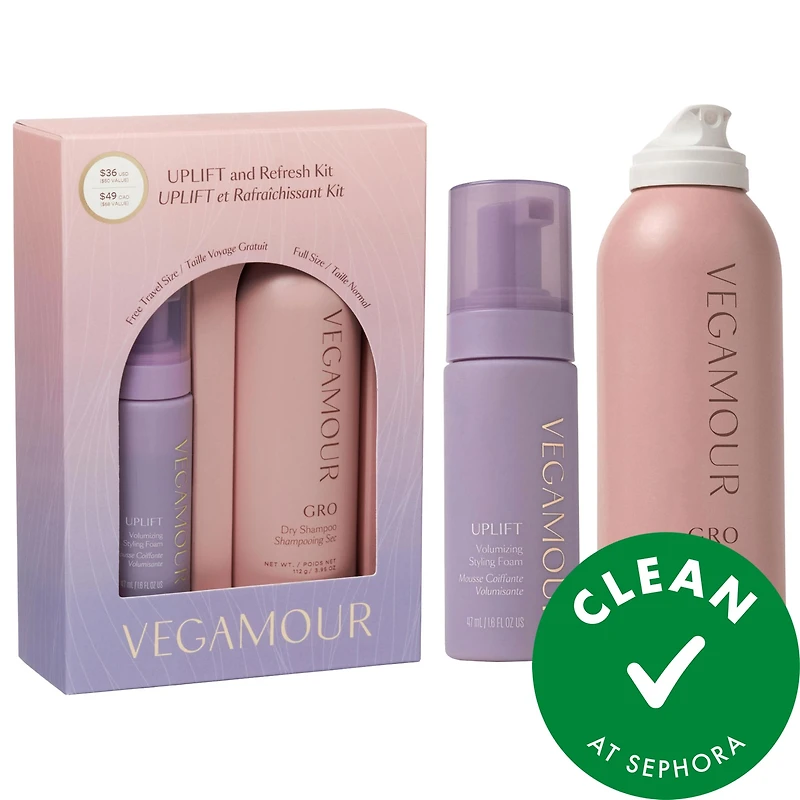 Vegamour Dry Shampoo & Mini UPLIFT Volumizing Hair Foam Value Set