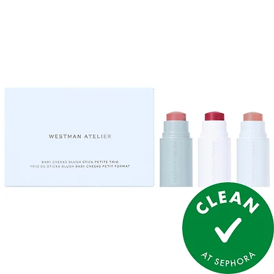 Westman Atelier Mini Baby Cheeks Lip + Cheek Cream Blush Stick Trio Gift Set 0.09 oz/2.5 g