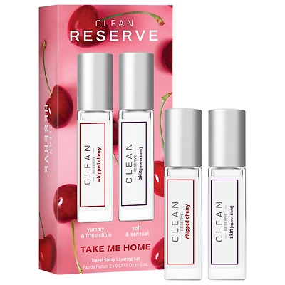 CLEAN RESERVE Take Me Home Whipped Cherry and Skin Travel Spray Perfume Layering Duo
