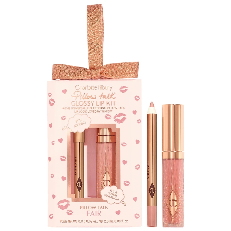 Charlotte Tilbury Mini Pillow Talk Glossy Lip Duos Collagen Bath: 0.08 oz / Cheat: 0.02 oz/Collagen 2.6 mL 0.8 g