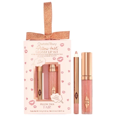 Charlotte Tilbury Mini Pillow Talk Glossy Lip Duos Collagen Bath: 0.08 oz / Cheat: 0.02 oz/Collagen 2.6 mL 0.8 g