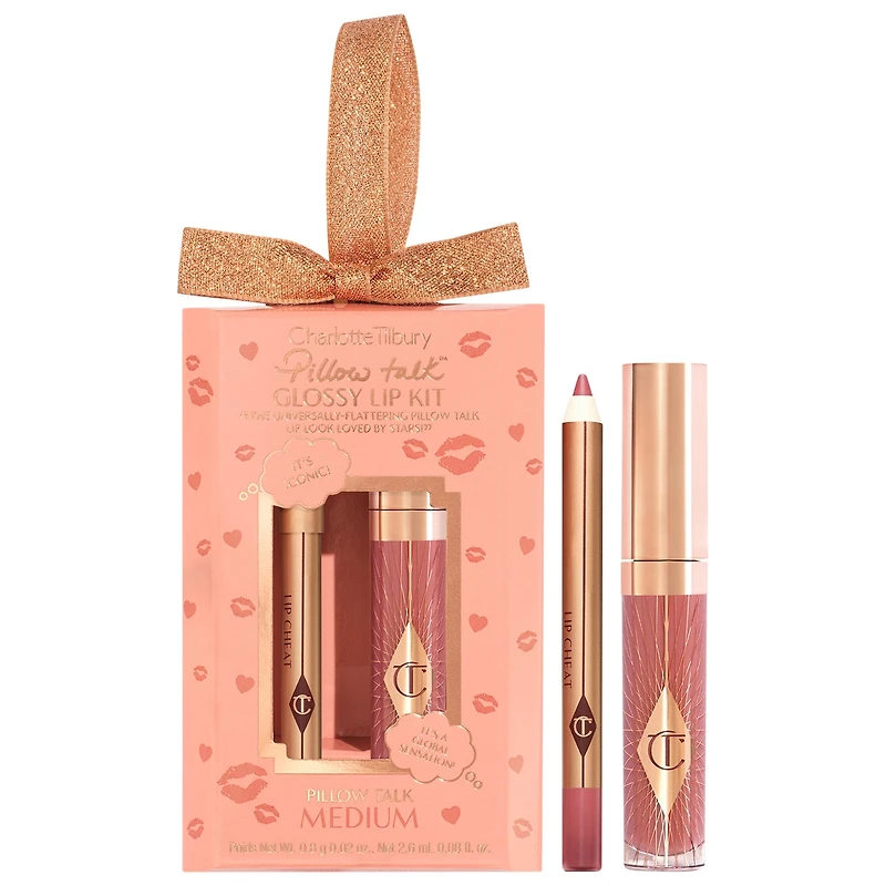 Charlotte Tilbury Mini Pillow Talk Glossy Lip Duos Collagen Bath: 0.08 oz / Cheat: 0.02 oz/Collagen 2.6 mL 0.8 g