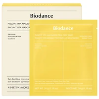 Biodance Radiant Vita Niacinamide Real Deep Mask - 4 Pack for Brightening Dull Skin & Dark Spot Care 4 Masks/1 Pack