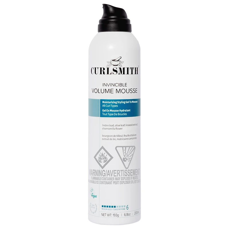 Curlsmith Invincible Moisturizing Gel to Mousse Styling Foam 6.8 oz/201 mL