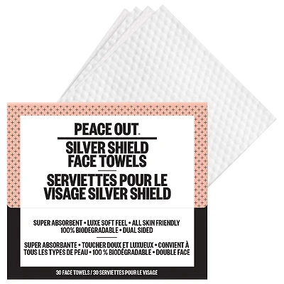 Peace Out Silver Shield Disposable Face Towels 30 Count/30 Count