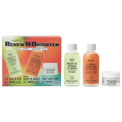 Youth To The People Renew N' Bright Mini Face Cleanser + Cream Skincare Set