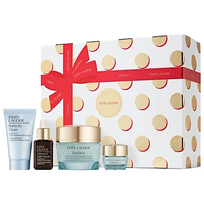 Estée Lauder DayWear Moisturizer Holiday Skincare Gift Set A great skincare gift set including a full-size DayWear Moisturizer. This daily regimen helps skin look fresher, smoother, with a healthy glow