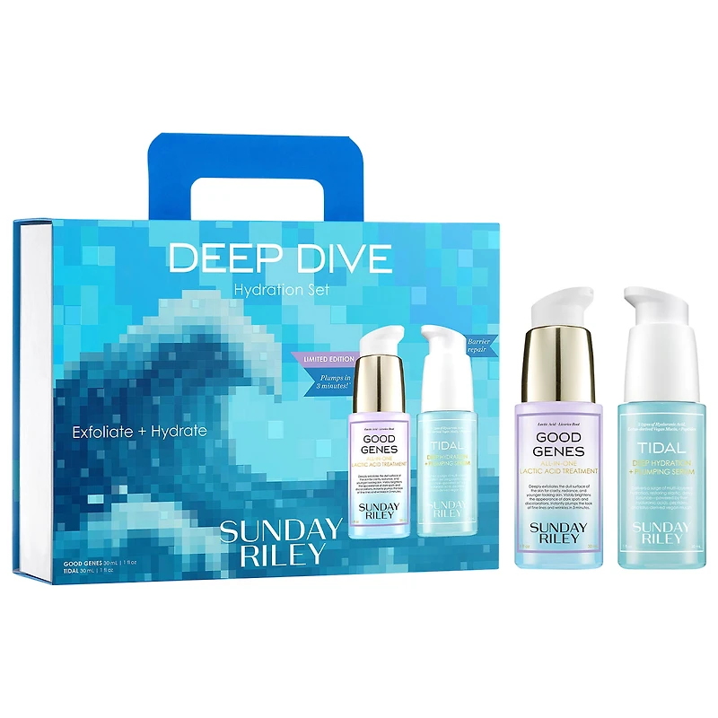 Sunday Riley DEEP DIVE HYDRATION + PLUMPING SET FEATURING LIMITED EDITION GOOD GENES + NEW TIDAL DEEP HYDRATION SERUM