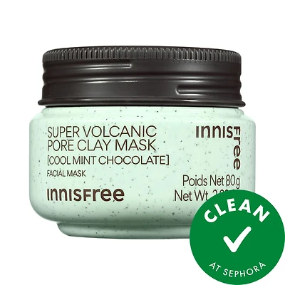 innisfree Super Volcanic Pore Detoxing Clay Mask Mint Chocolate with AHAs + Oil Control 2.28 oz./80 ml
