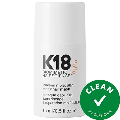 K18 Biomimetic Hairscience Mini Leave-In Molecular Repair Hair Mask 0.5 fl oz/15 ml