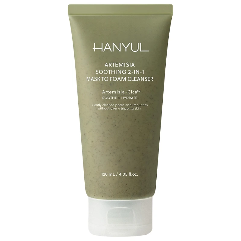 Hanyul Artemisia Soothing 2-in-1 Mask to Foam Cleanser with Niacinamide + BHA 4.05 oz/120 mL