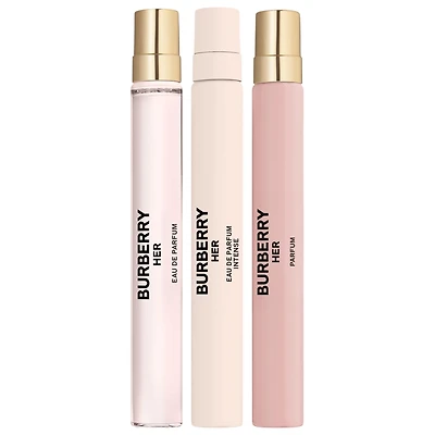 Burberry Her Eau de Parfum & Parfum for Women Trio Gift Set 0.33oz+0.330z+0.33oz/10ml+10ml+10ml