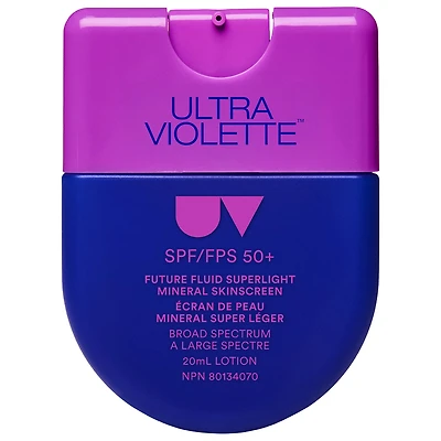 Ultra Violette Future Screen SPF 50+ Mini Mate Mineral Fragrance Free Facial Sunscreen Serum 0.68 oz/20 ml