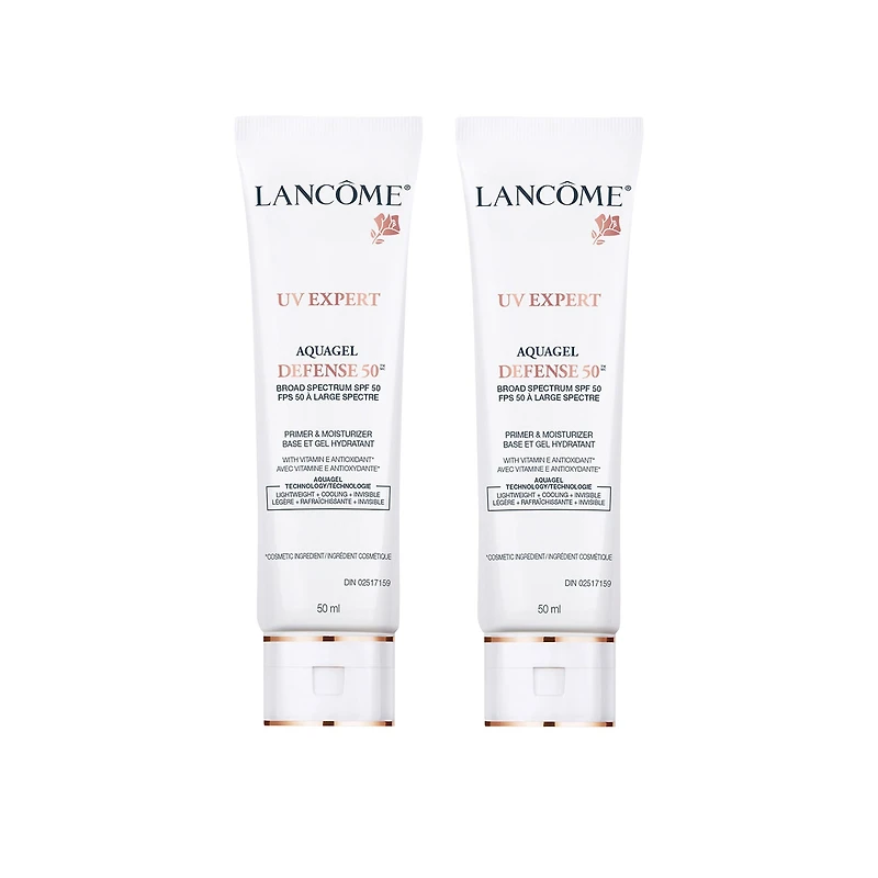 Duo base et hydratant FPS 50, écran solaire UV Expert Aquagel Defense