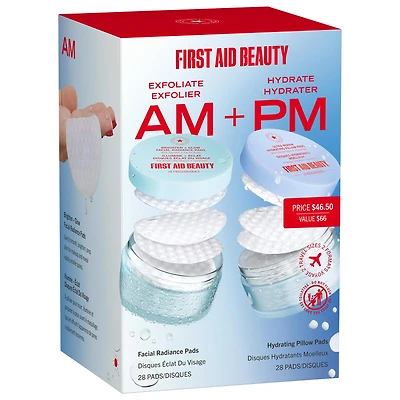 First Aid Beauty Exfoliate AM + Hydrate PM - Travel Size Skincare Pads Duo