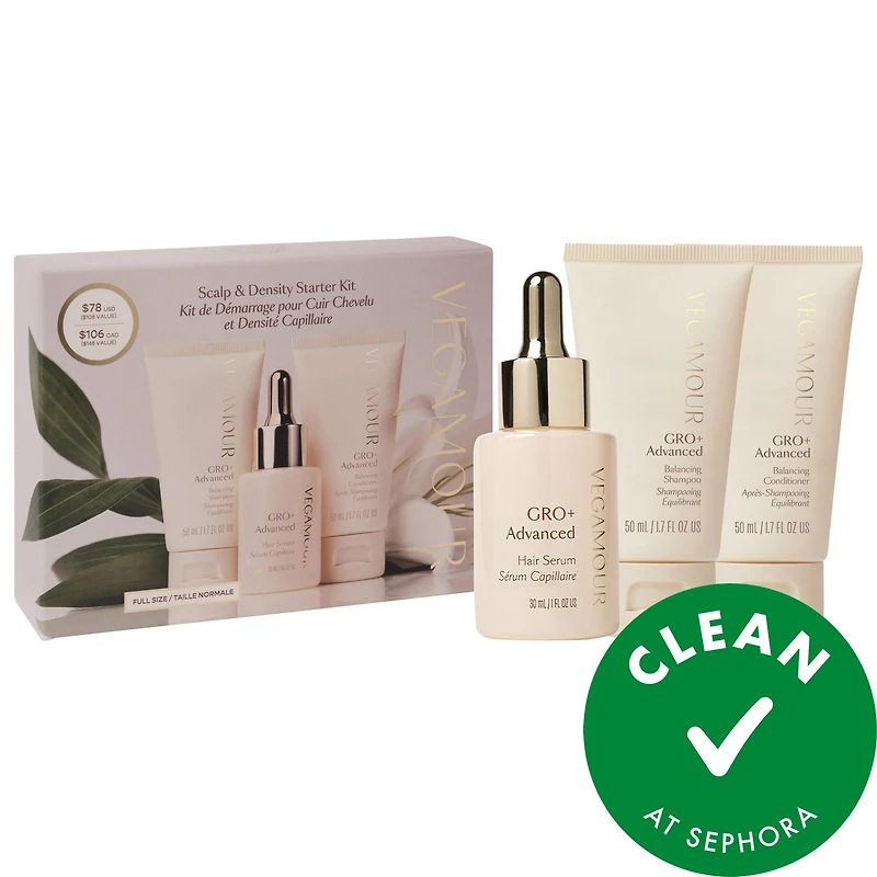 Vegamour GRO+ Advanced Hair Serum and Mini Shampoo and Conditioner Gift Set