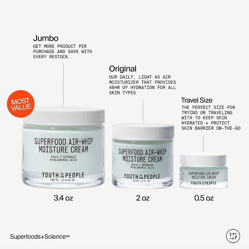 Superfood Air-Whip Lightweight Face Moisturizer with Hyaluronic Acid
