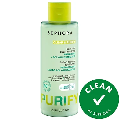 SEPHORA COLLECTION CLEAR & PURIFY - Balancing Dual-Layer Toner with Prebiotics + Polyglutamic Acid 5.07 oz/150 mL