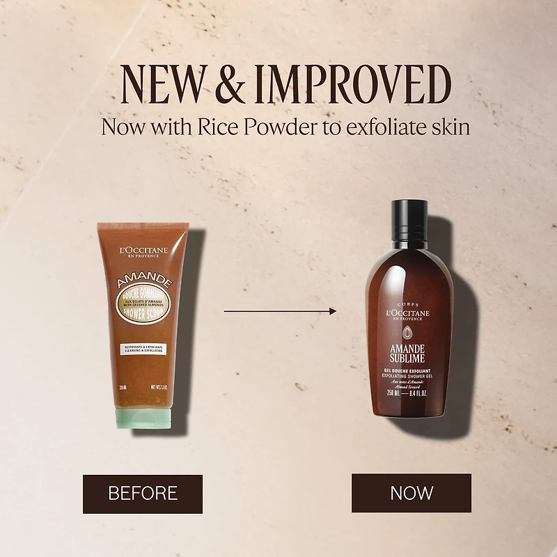 Gel douche exfoliant 2-en-1 Amande Sublime