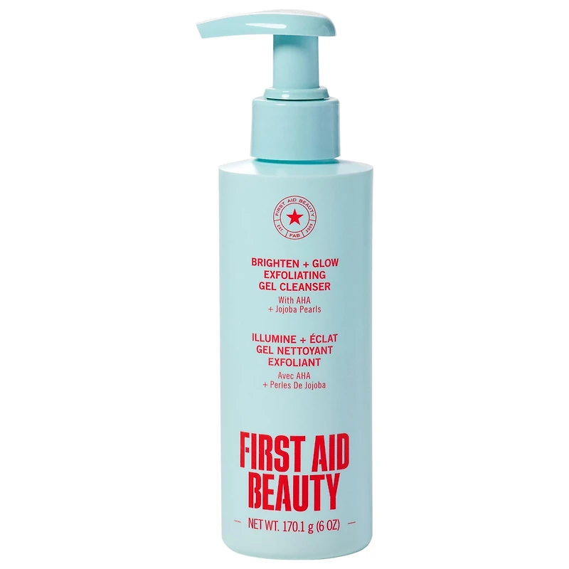 First Aid Beauty Brighten + Glow Gentle Exfoliating Gel Cleanser with Jojoba Pearls 6 oz/170.1 g