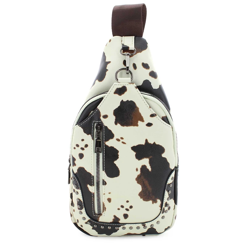 Sam & Hadley Studded Cow-Print Sling